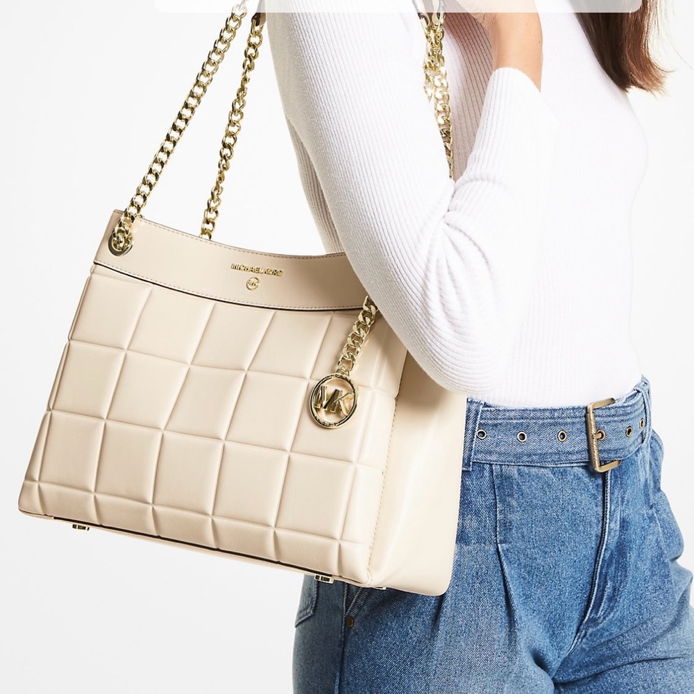 Michael Kors Beige Quilted Shoulder Bag